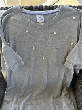 V by Violet Weekend Grey Pearl-Embellished Short Sleeve Tee Dress